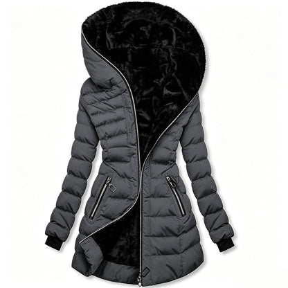 ❄️Warmth Without the Bulk | Women's Plush-Lined Hooded Mid-Length Coat⚡ Free Shipping