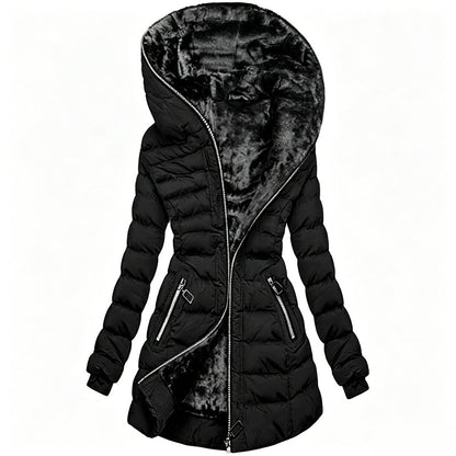 ❄️Warmth Without the Bulk | Women's Plush-Lined Hooded Mid-Length Coat⚡ Free Shipping