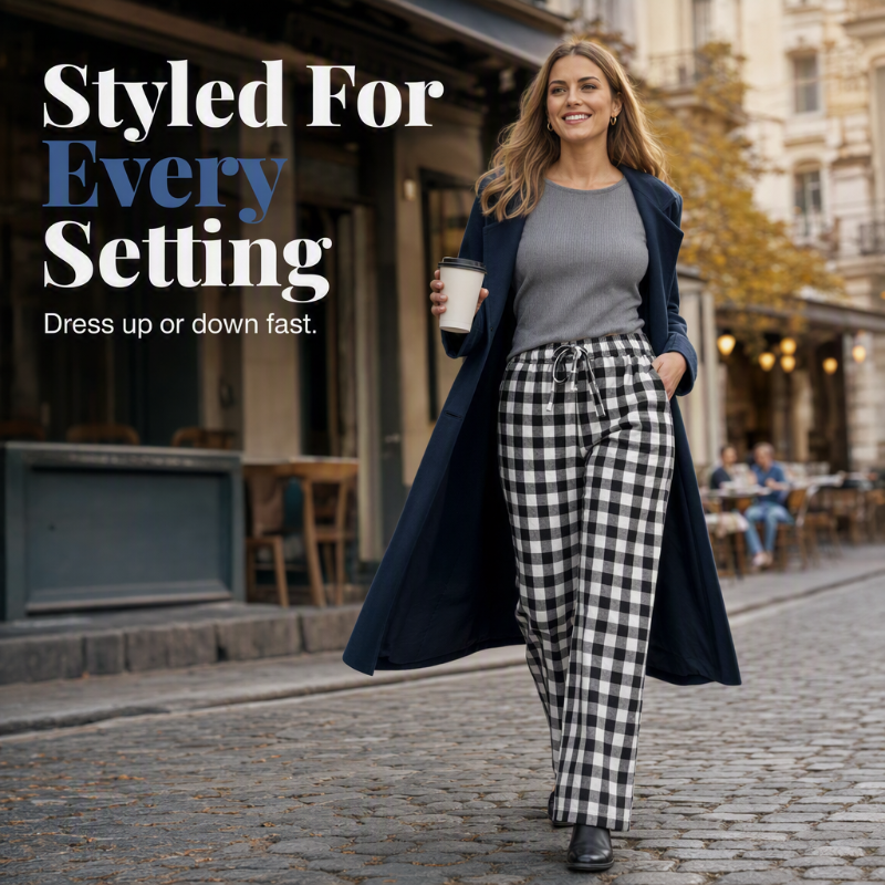 ⌛Limited-Time Offer-Women's Casual Plaid Straight-Leg Pants