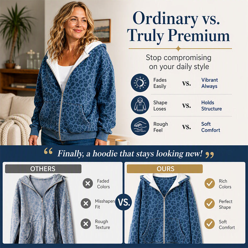 ⌛Limited-Time Offer-Women's Leopard Print Zip-Up Hoodie