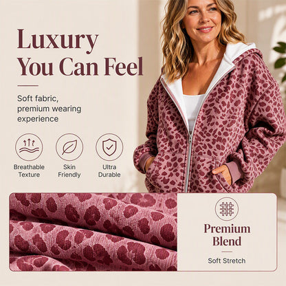 ⌛Limited-Time Offer-Women's Leopard Print Zip-Up Hoodie