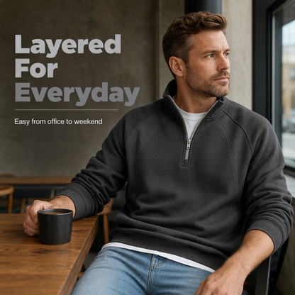✨ Refined Casual Comfort | Men's Warm Half-Zip Stand-Collar Sweatshirt