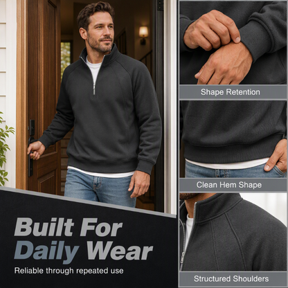 ✨ Refined Casual Comfort | Men's Warm Half-Zip Stand-Collar Sweatshirt