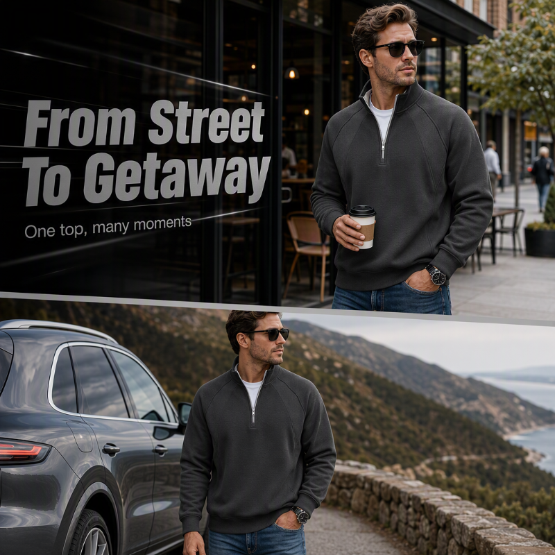 ✨ Refined Casual Comfort | Men's Warm Half-Zip Stand-Collar Sweatshirt