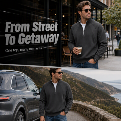 ✨ Refined Casual Comfort | Men's Warm Half-Zip Stand-Collar Sweatshirt