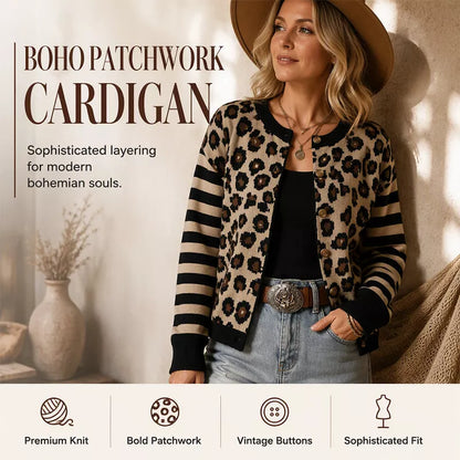 🐆 Statement Layers | Women's Leopard-Print Relaxed-Fit Cardigan