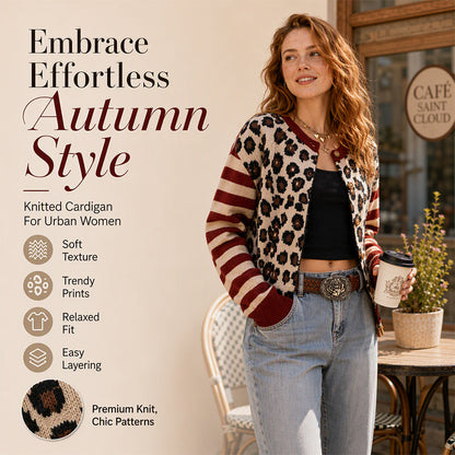 🐆 Statement Layers | Women's Leopard-Print Relaxed-Fit Cardigan
