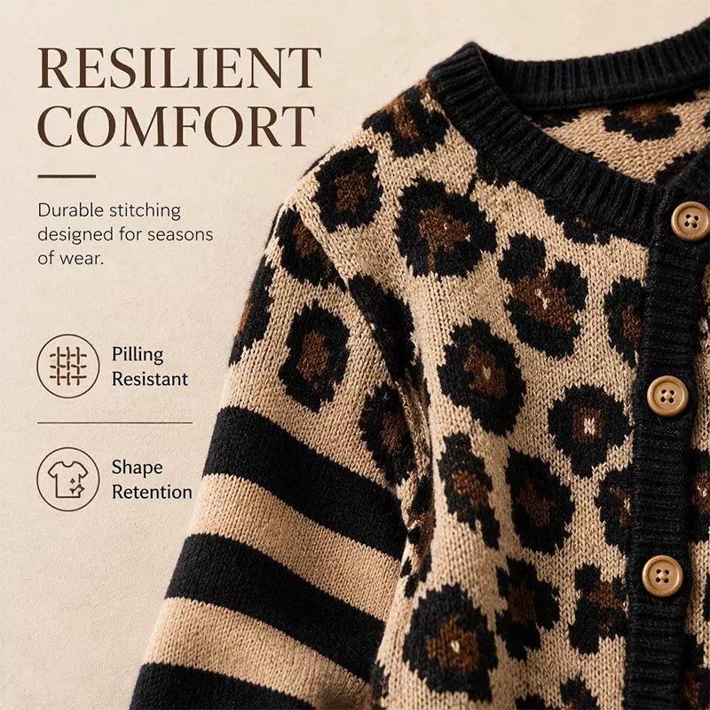 🐆 Statement Layers | Women's Leopard-Print Relaxed-Fit Cardigan