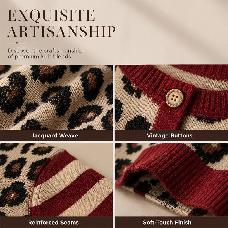 🐆 Statement Layers | Women's Leopard-Print Relaxed-Fit Cardigan