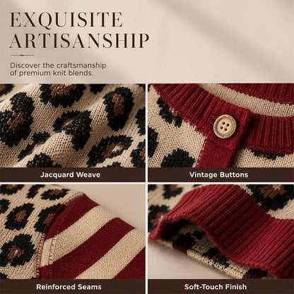 🐆 Statement Layers | Women's Leopard-Print Relaxed-Fit Cardigan