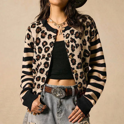 🐆 Statement Layers | Women's Leopard-Print Relaxed-Fit Cardigan
