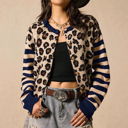 🐆 Statement Layers | Women's Leopard-Print Relaxed-Fit Cardigan