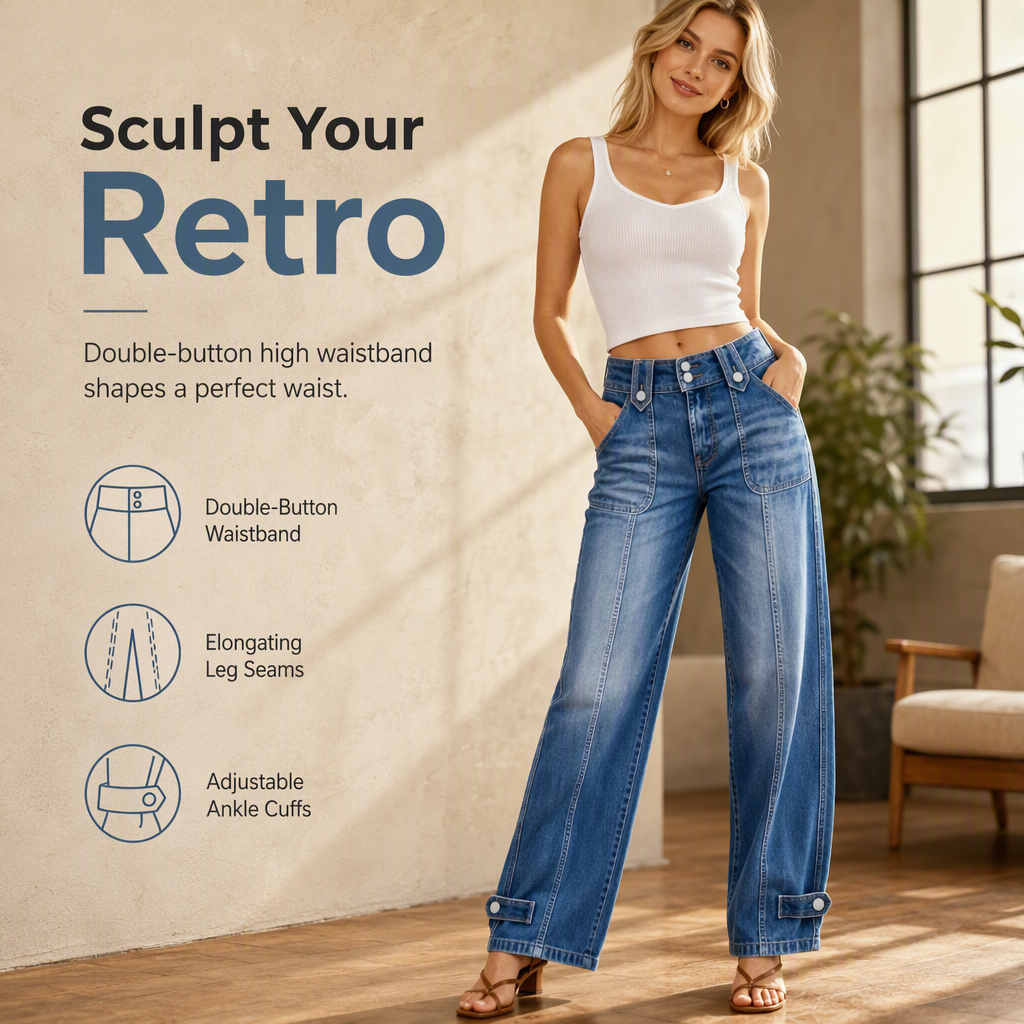 Women's Retro Wide-Leg Denim Jeans