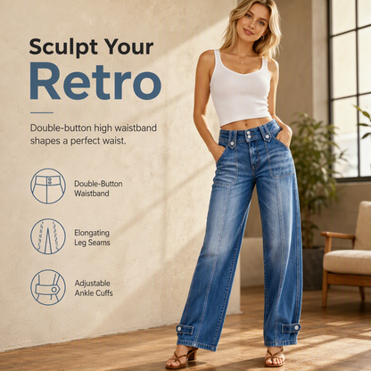 Women's Retro Wide-Leg Denim Jeans