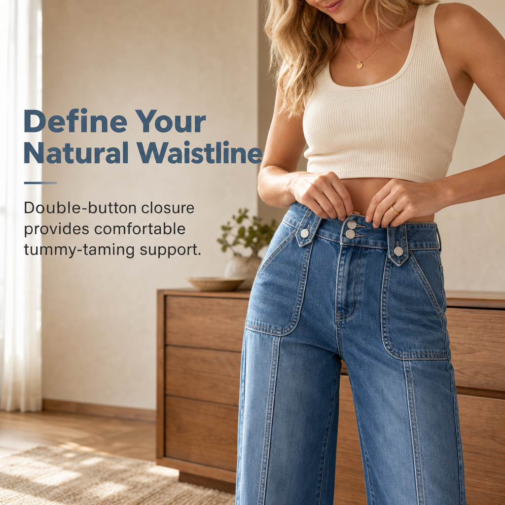 Women's Retro Wide-Leg Denim Jeans