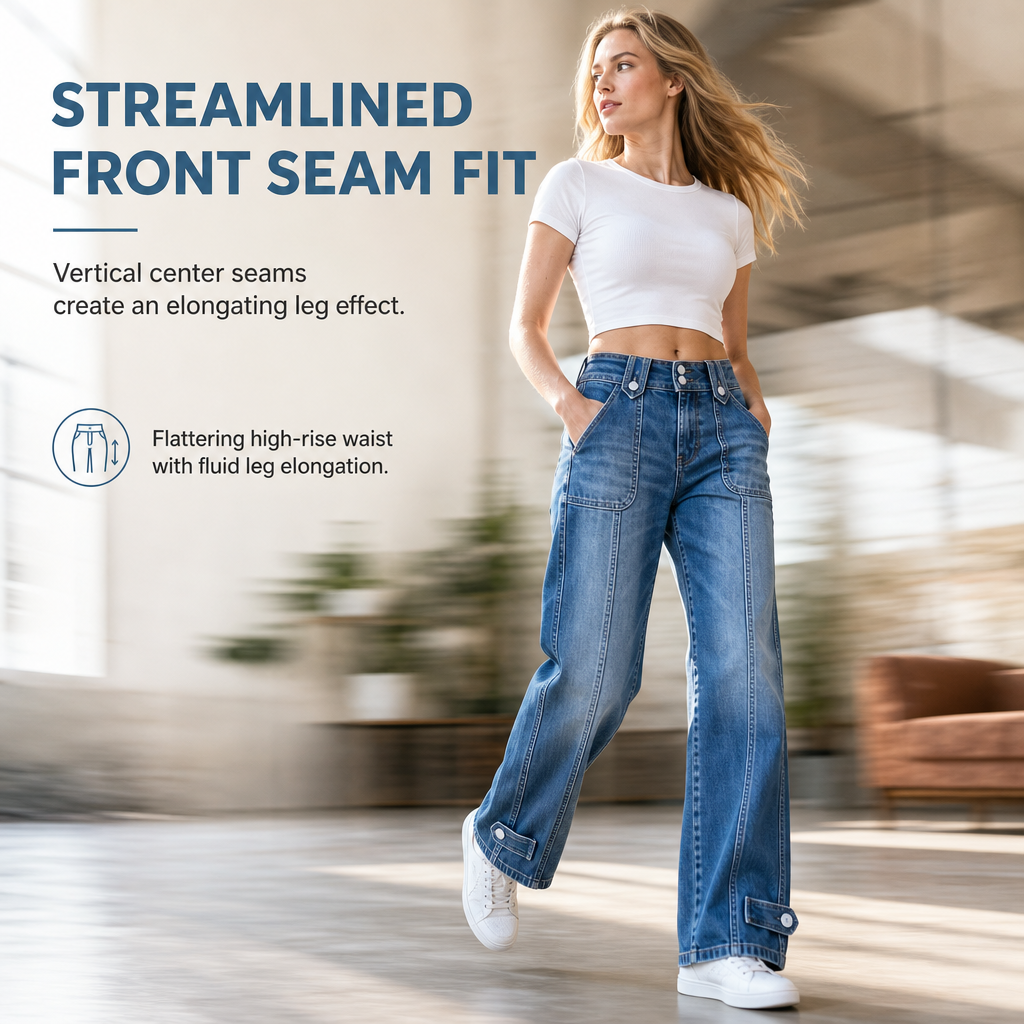 Women's Retro Wide-Leg Denim Jeans