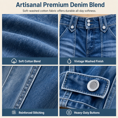 Women's Retro Wide-Leg Denim Jeans