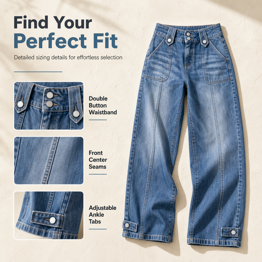 Women's Retro Wide-Leg Denim Jeans