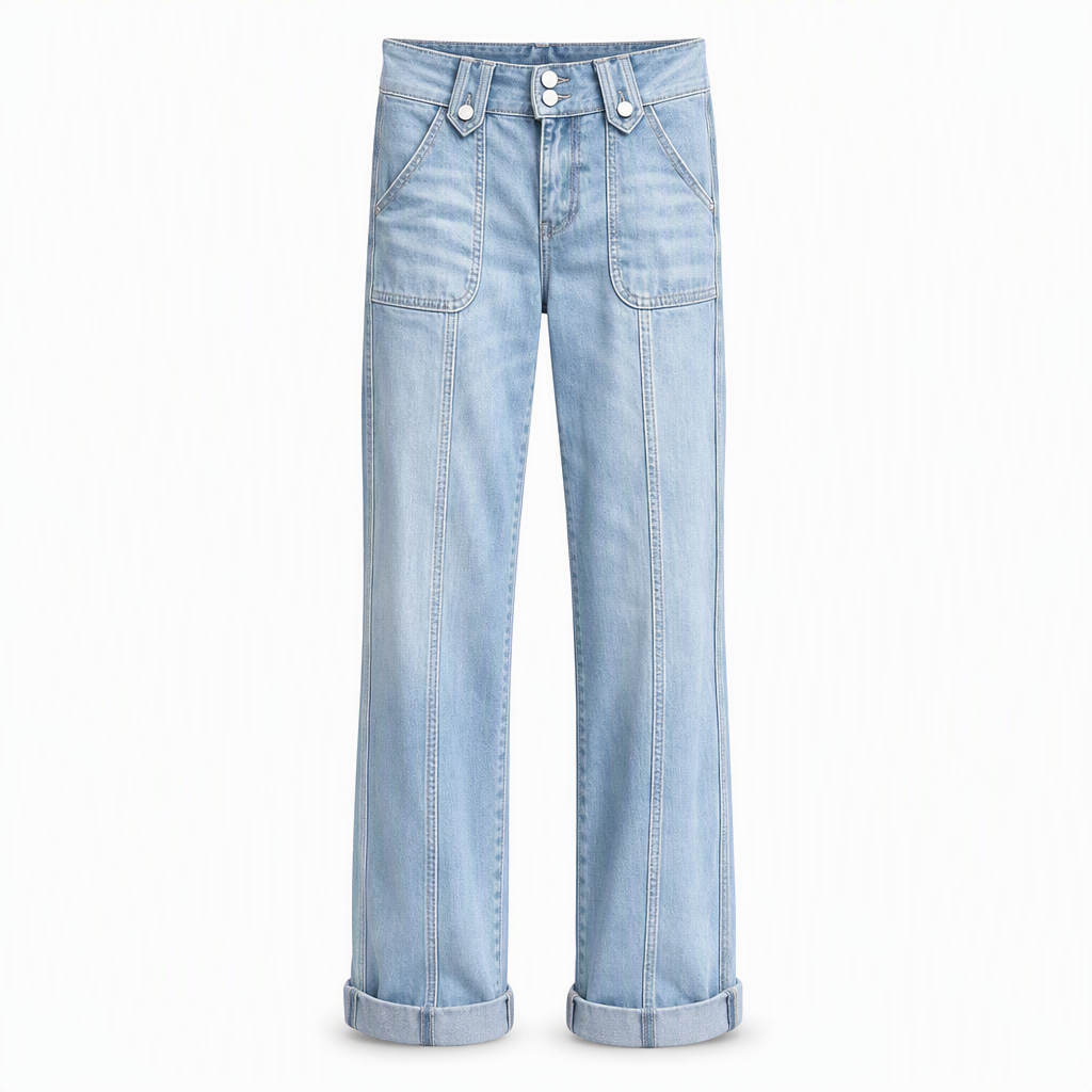 Women's Retro Wide-Leg Denim Jeans