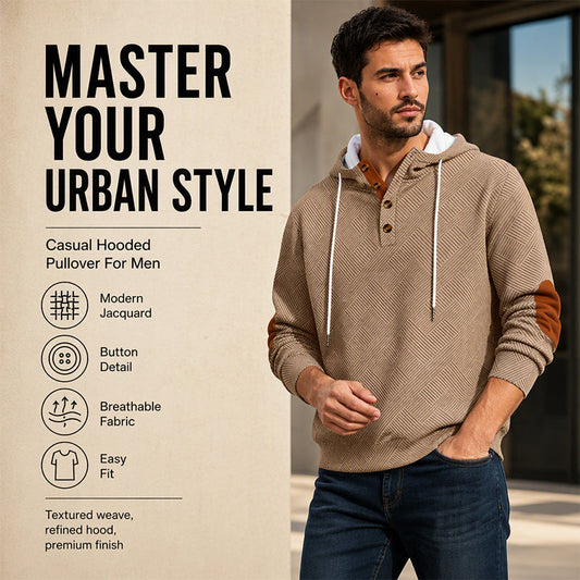 Men's Casual Jacquard Hooded Sweatshirt