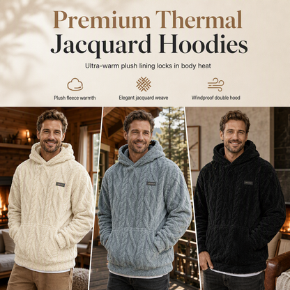 ❄️ Winter-Ready Comfort | Men's Fleece-Lined Jacquard Hooded Pullover