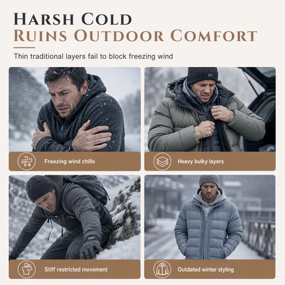 ❄️ Winter-Ready Comfort | Men's Fleece-Lined Jacquard Hooded Pullover