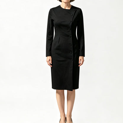 Women's Elegant Asymmetric Single-Breasted Dress