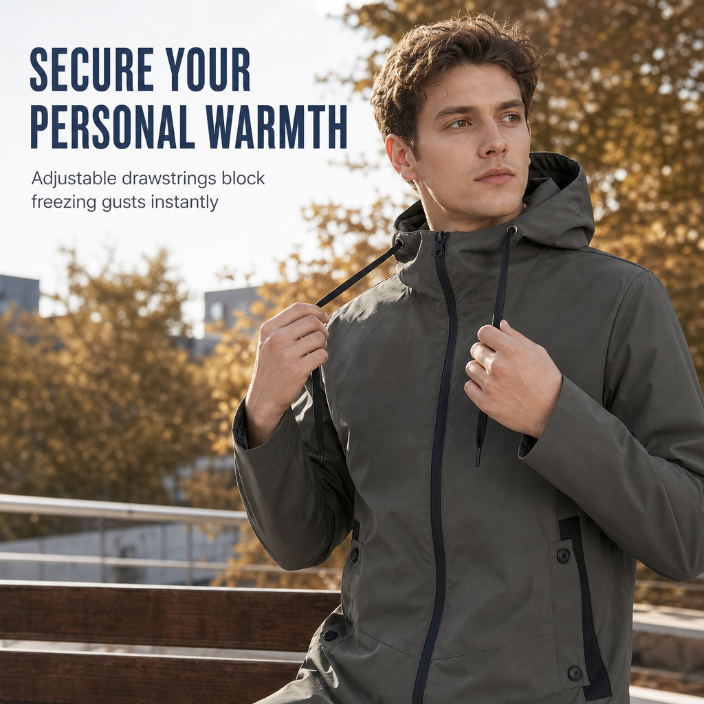 Men's Hooded Slim Fit Windbreaker Coat