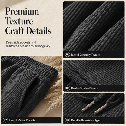 ✨ Easy Everyday Comfort | Women's Ribbed High-Waisted Drawstring Wide-Leg Pants