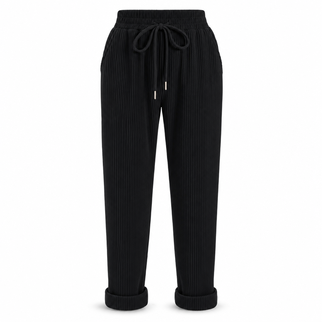 ✨ Easy Everyday Comfort | Women's Ribbed High-Waisted Drawstring Wide-Leg Pants