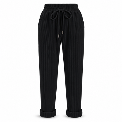 ✨ Easy Everyday Comfort | Women's Ribbed High-Waisted Drawstring Wide-Leg Pants