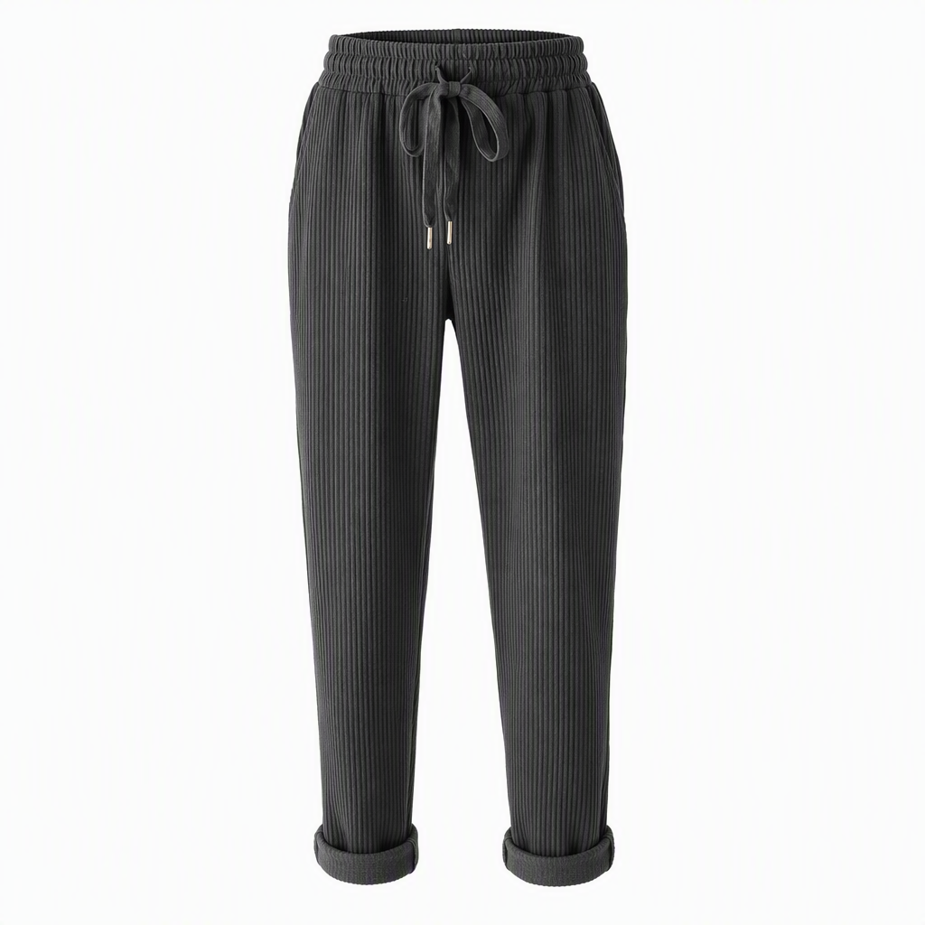 ✨ Easy Everyday Comfort | Women's Ribbed High-Waisted Drawstring Wide-Leg Pants