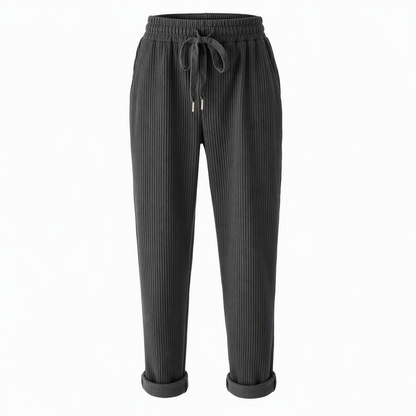 ✨ Easy Everyday Comfort | Women's Ribbed High-Waisted Drawstring Wide-Leg Pants