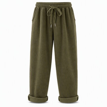 ✨ Easy Everyday Comfort | Women's Ribbed High-Waisted Drawstring Wide-Leg Pants