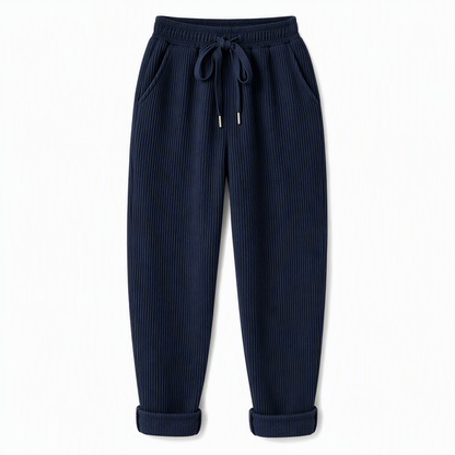 ✨ Easy Everyday Comfort | Women's Ribbed High-Waisted Drawstring Wide-Leg Pants
