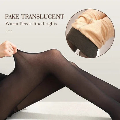❄️ Sheer Look, Cozy Warmth | Women's Plush-Lined High-Waisted Thermal Tights