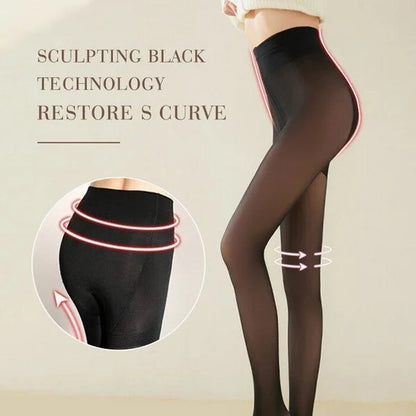 ❄️ Sheer Look, Cozy Warmth | Women's Plush-Lined High-Waisted Thermal Tights