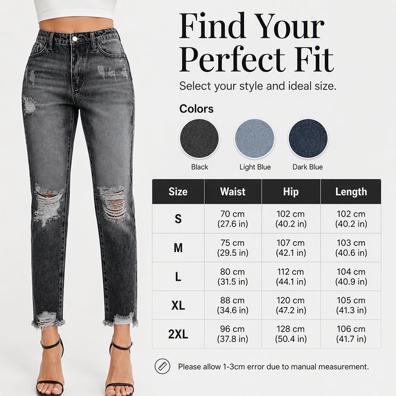 👖 Vintage Edge, Effortless Style | Women's Distressed Ripped Jeans