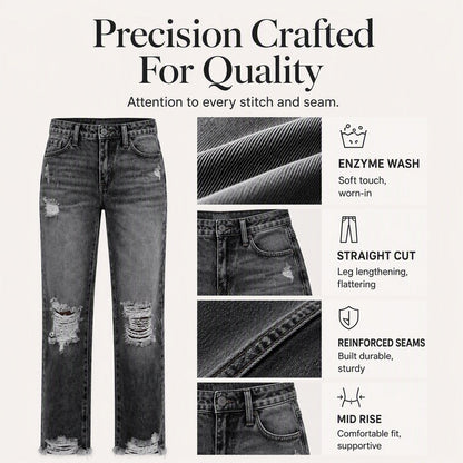 👖 Vintage Edge, Effortless Style | Women's Distressed Ripped Jeans
