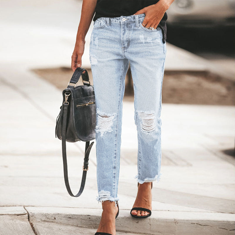 👖 Vintage Edge, Effortless Style | Women's Distressed Ripped Jeans