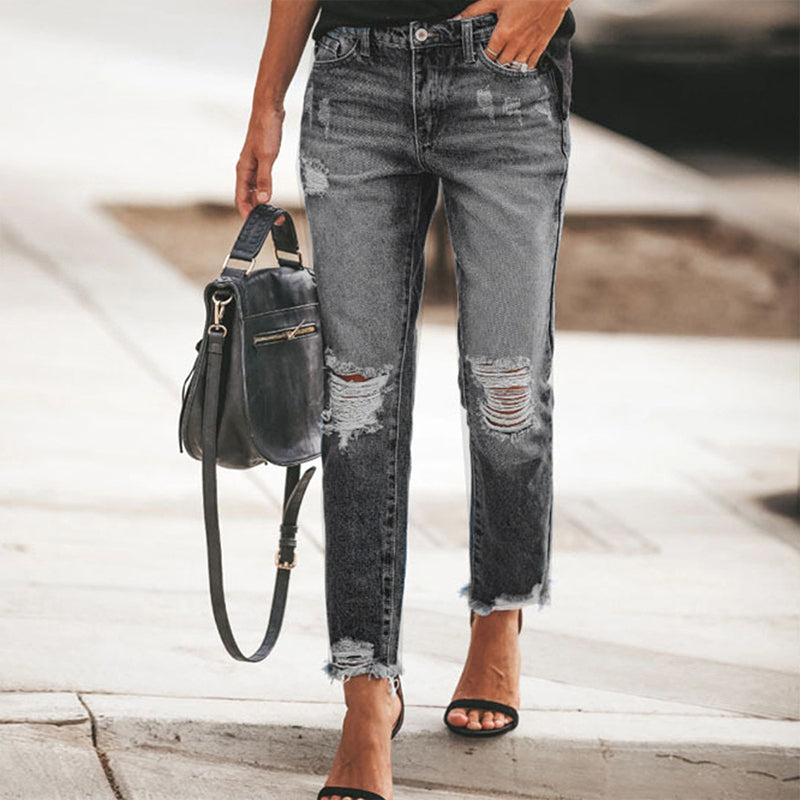 👖 Vintage Edge, Effortless Style | Women's Distressed Ripped Jeans