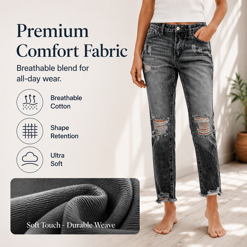 👖 Vintage Edge, Effortless Style | Women's Distressed Ripped Jeans