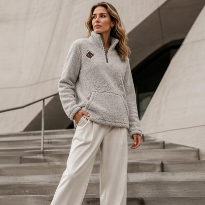 ☁️ Cozy Warmth, Relaxed Fit | Women's Half-Zip Plush Pocket Pullover