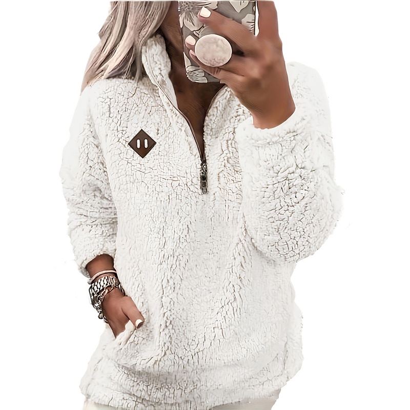 ☁️ Cozy Warmth, Relaxed Fit | Women's Half-Zip Plush Pocket Pullover