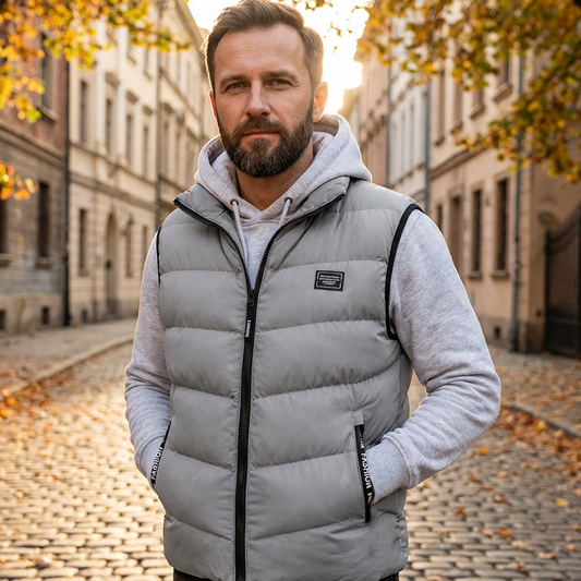🧥 Warmth Without the Bulk | Men's Insulated Stand-Collar Padded Vest with Zippered Pockets