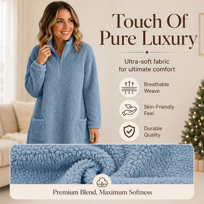 ☁️ Cozy Made Easy | Women's Half-Zip Plush Sweatshirt with Pockets