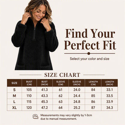 ☁️ Cozy Made Easy | Women's Half-Zip Plush Sweatshirt with Pockets