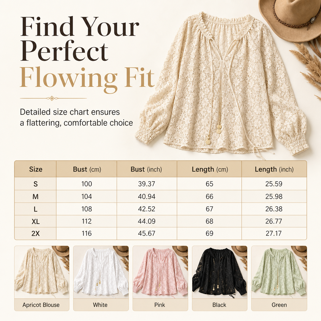 Women's Elegant Loose Fit Long Sleeve Lace Pullover Blouse