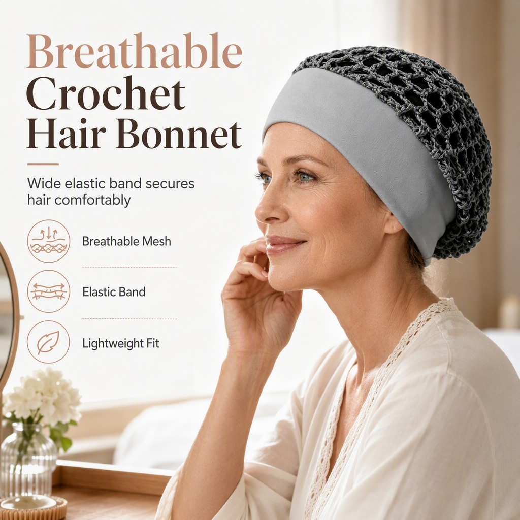 Elastic Breathable Wide Band Mesh Hair Net Cap Hollow Out Hair Cover