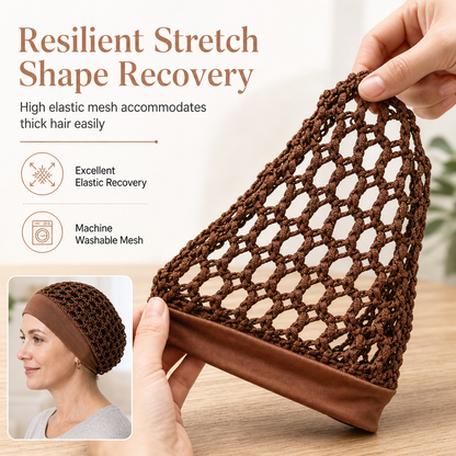 Elastic Breathable Wide Band Mesh Hair Net Cap Hollow Out Hair Cover